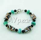 blue jade and colored glaze bracelet