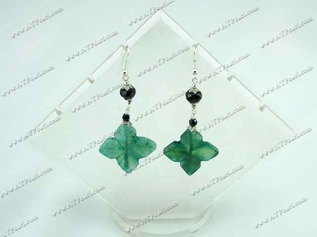 black crystal and blue jade earrings