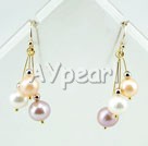 7-8mm three colored pearl earrings with 925 silver hook under $ 3