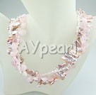 biwa pearl and rose quartz necklace