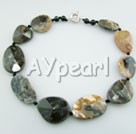 faceted cloudy agate necklace