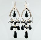 rhinestone and black agate earrings
