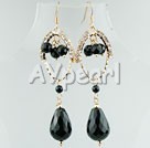 rhinestone black agate earrings