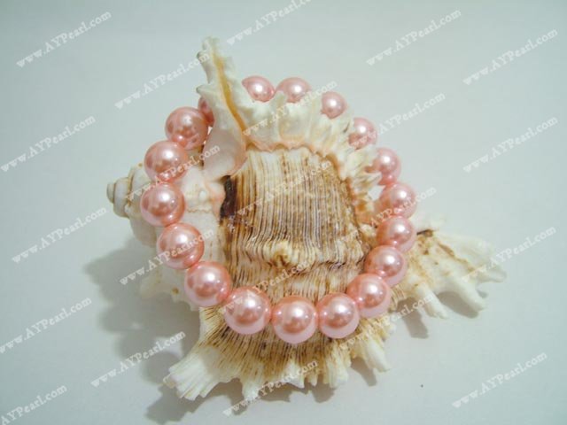 10mm pink seashell beaded bracelet