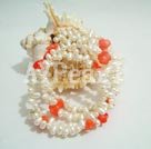 pearl and coral flower bracelet Under $ 10