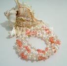 6-7mm de perlas y el coral brazalete
