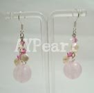 Pendientes de cuarzo rosa