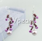 seashell beads and garnet earring