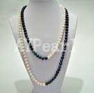 7-8mm white and black pearl beaded necklace