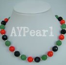 three colored stone necklace