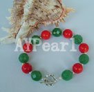 coral and aventurine beaded bracelet
