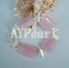 rose quartz and biwa pearl bracelet