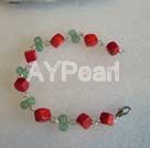 coral and aventurine bracelet with lobster clasp under $ 5