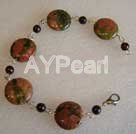garnet and green piebald stone bracelet