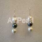 10mm en blanco y negro con cuentas pendientes de perlas