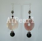 black onyx and disk shell earrings with 925 silver hook under $ 5