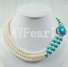 7-8mm pearl and turquoise necklace