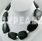 white pearl and black crystal necklace