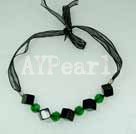 black agate and crystal necklace