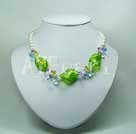 pearl and austrian crystal and colored glaze necklace under $ 20