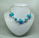 pearl and austrian crystal and colored glaze necklace