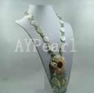 aquamarine chips and shell necklace