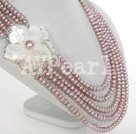 6-7mm pink pearl bridal necklace