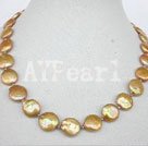 10-11 millimetri giallo collana di perle coin