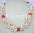 pearl and coral flower necklace