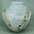 triple strand pearl and turquoise necklace