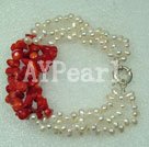 pearl and coral bracelet under $ 15
