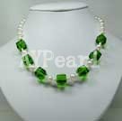 Handmade pearl crystal necklace