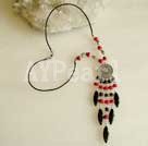 coral and black agate necklace