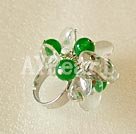 white crystal and aventurine ring