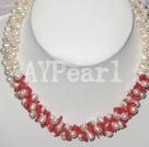 pearl and coral necklace under $ 15