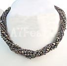 Discount 4-7mm twisted black pearl necklace
