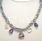 Discount pearl and gemstone necklace Naszyjnik perłowa i kamień szlachetny