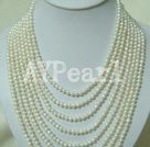 5-6mm 8-strands white pearl necklace