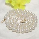 7-8mm AA white pearl beaded necklace