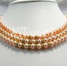 7-8mm 3-rows pearl necklace
