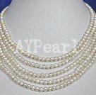 6-7mm 5-strands white pearl necklace
