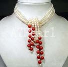 pearl and coral necklace under $ 30