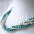Discount 4-5mm pearl and turquoise necklace