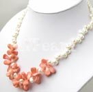 pearl and coral necklace Under $ 10