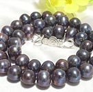8-9mm sort perle beaded halskæde