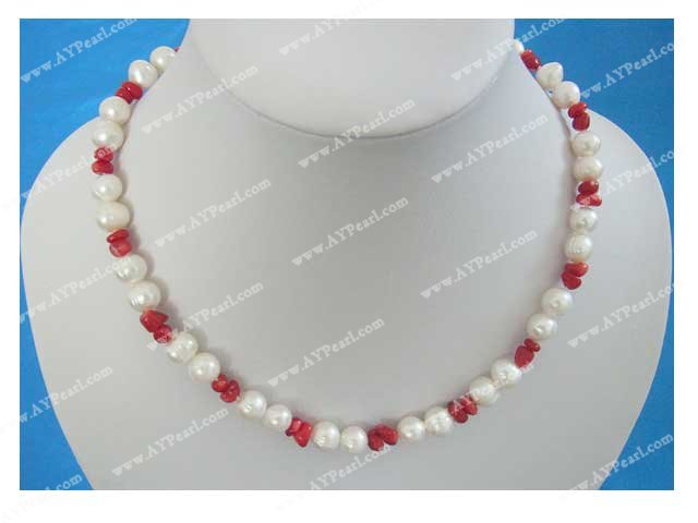 Handmade coral pearl necklace