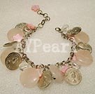rose quataz and shell bracelet