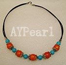 coral and turquoise necklace under $ 5