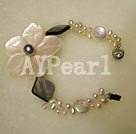 pearl shell flower bracelet Under $ 10