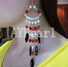 coral pearl agate earring